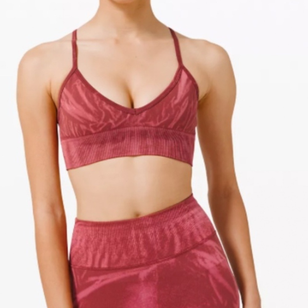 Lululemon Athletica Pink & Red Tie Dye Workout Athletic Sports Bra Sz 8 A/B Cup